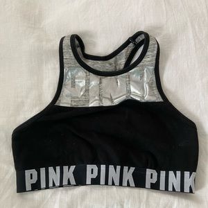 PINK high neck sports bra